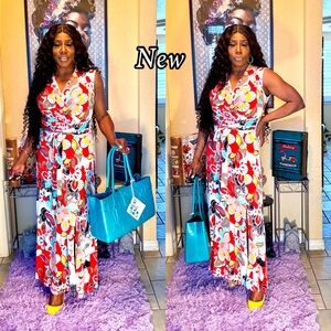 New York & Company Red and White Floral Maxi Dress